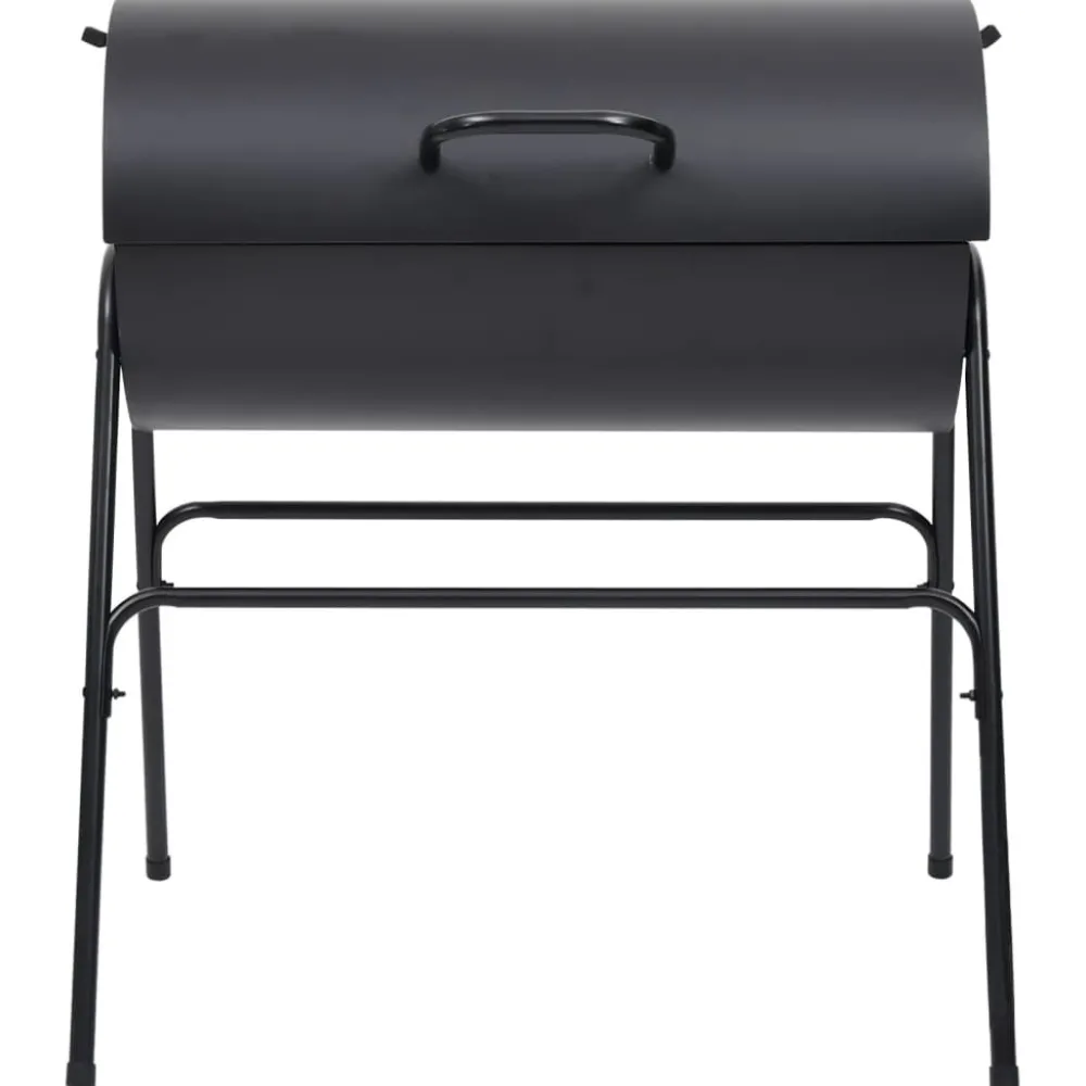 Tynnyrigrilli 2 grilliritilällä 80x95x90 cm teräs musta*FinePRICE Best