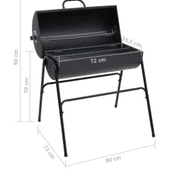 Tynnyrigrilli 2 grilliritilällä 80x95x90 cm teräs musta*FinePRICE Best