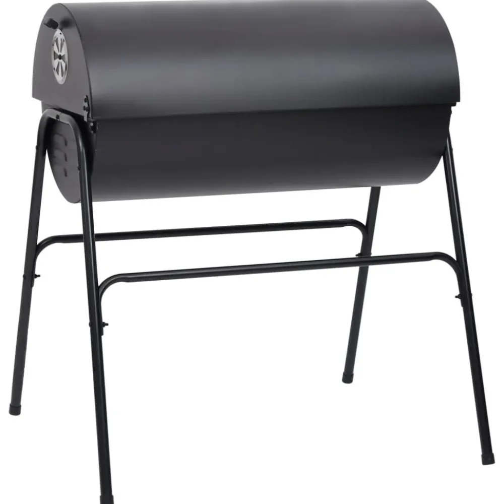 Tynnyrigrilli 2 grilliritilällä 80x95x90 cm teräs musta*FinePRICE Best