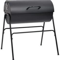 Tynnyrigrilli 2 grilliritilällä 80x95x90 cm teräs musta*FinePRICE Best