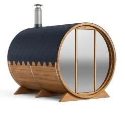 Tynnyrisauna , 200x300cm, 6 hlöä, peiliseinällä*Baltresto