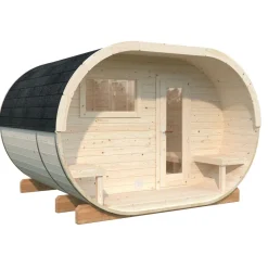 Discount Tynnyrisauna Anette 328x270cm Pihasaunat Ilman Rakennuslupaa|Tynnyrisaunat