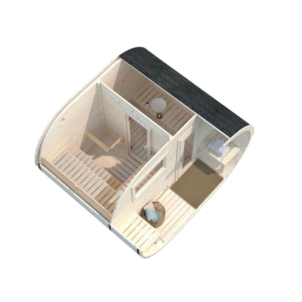 Discount Tynnyrisauna Anette 328x270cm Pihasaunat Ilman Rakennuslupaa|Tynnyrisaunat