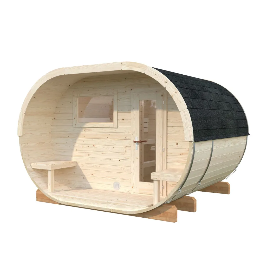 Discount Tynnyrisauna Anette 328x270cm Pihasaunat Ilman Rakennuslupaa|Tynnyrisaunat
