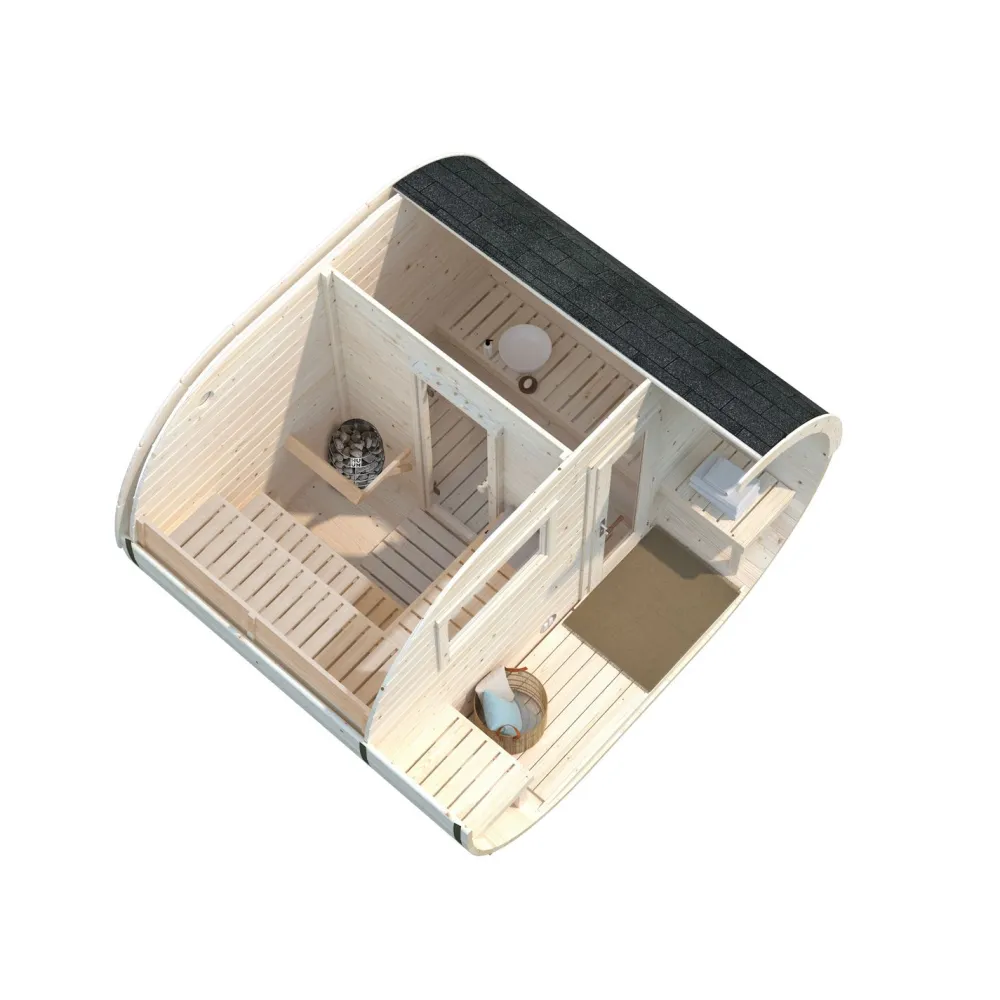 Discount Tynnyrisauna Anette 328x270cm Pihasaunat Ilman Rakennuslupaa|Tynnyrisaunat