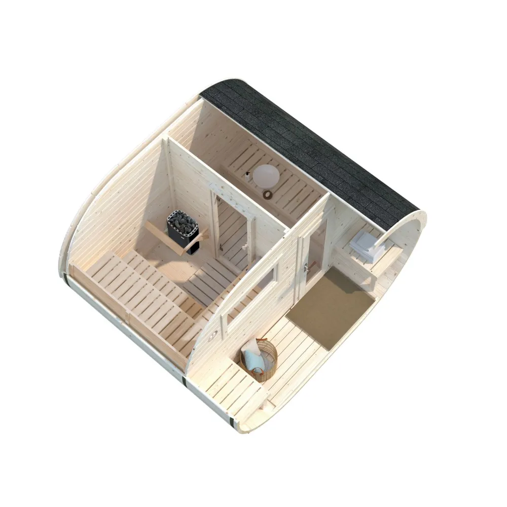 Discount Tynnyrisauna Anette 328x270cm Pihasaunat Ilman Rakennuslupaa|Tynnyrisaunat