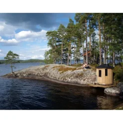 Tynnyrisauna pystymalli Ø180cm lämpöpuu sis. puukiukaan ja savupiipun*SpaDealers Online