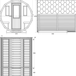 Tynnyrisauna vaakamalli Ø200x260cm lämpöpuu*SpaDealers