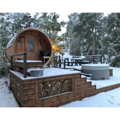 Tynnyrisauna vaakamalli Ø200x260cm lämpöpuu*SpaDealers