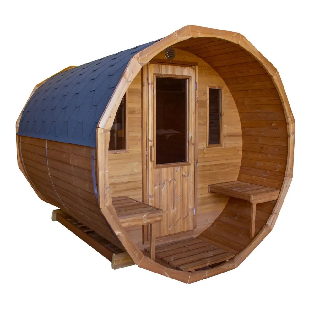 Tynnyrisauna vaakamalli Ø200x260cm lämpöpuu*SpaDealers