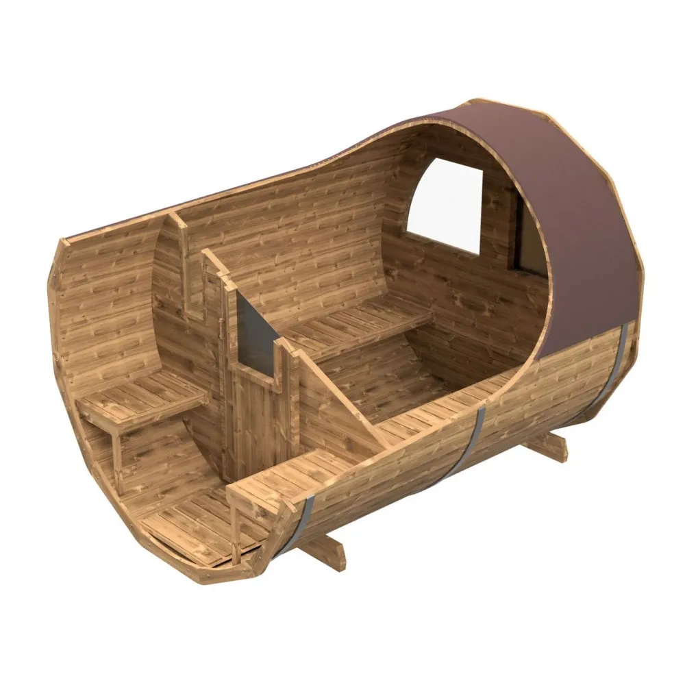 Tynnyrisauna vaakamalli Ø200x260cm lämpöpuu*SpaDealers