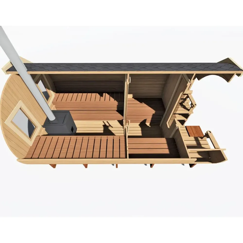 Tynnyrisauna Valter Basic Ø 2,3x4,2 m sis. kiuas ja hormi*ARCTIC FINLAND HOUSE Discount