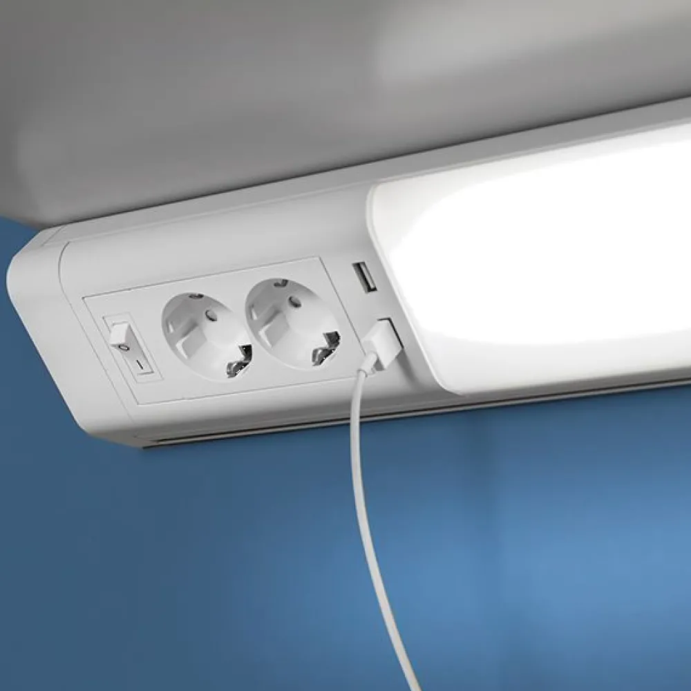 Työpistevalaisin LED 10 W 2xUSB-paikka 2xPistokepaikka 799 mm*Elektra Sale