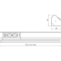 Hot Työpistevalaisin LED 10 W 2xUSB-paikka 2xPistokepaikka 518 mm Keittiövalaisimet