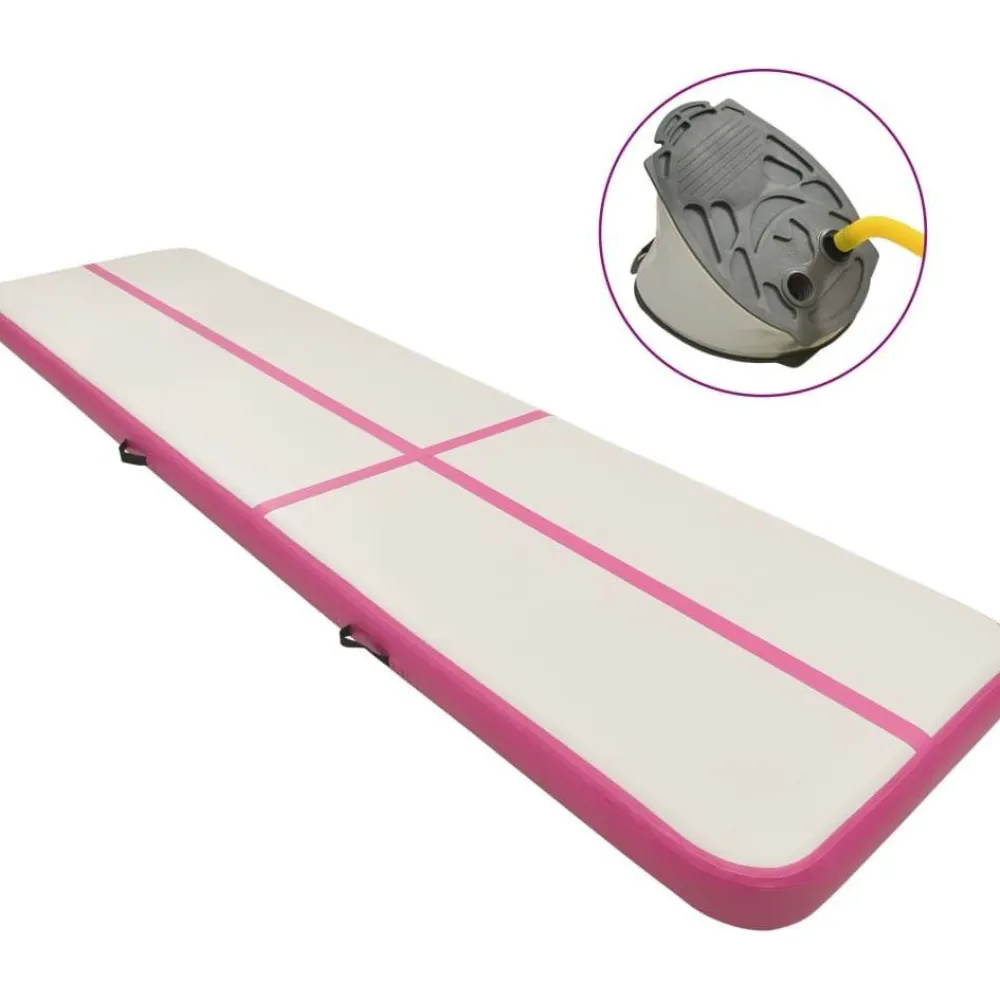 Täytettävä voimistelumatto pumpulla 800x100x15 cm PVC pinkki*FinePRICE New