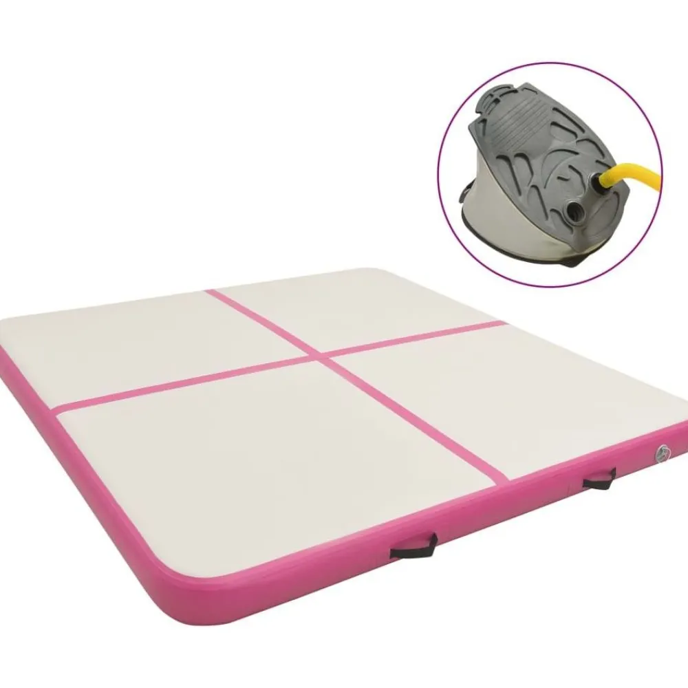 Täytettävä voimistelumatto pumpulla 200x200x15 cm PVC pinkki*FinePRICE Sale