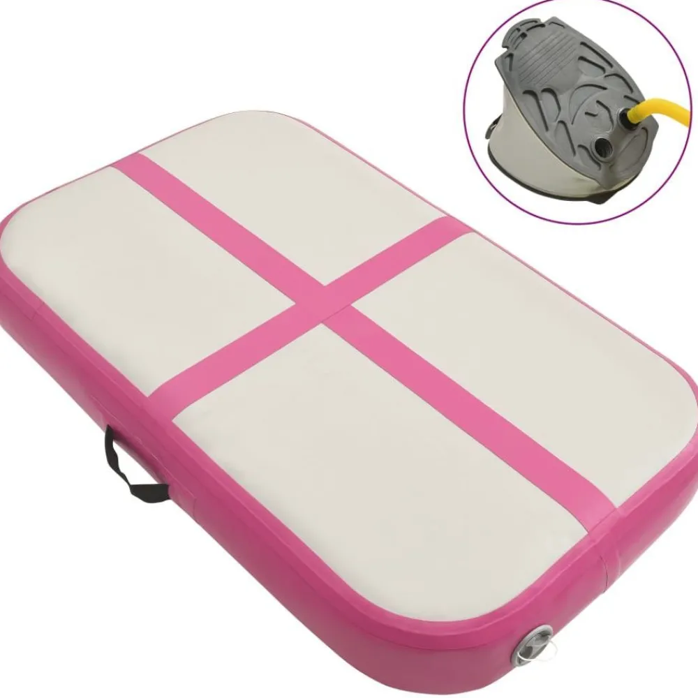 Täytettävä voimistelumatto pumpulla 60x100x20 cm PVC pinkki*FinePRICE Hot