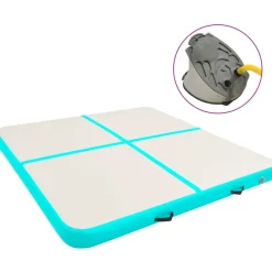 Täytettävä voimistelumatto pumpulla 200x200x15 cm PVC vihreä Airtrack Ilmavolttipatjat