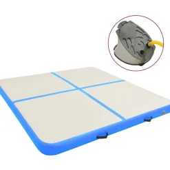 Discount Täytettävä voimistelumatto pumpulla 200x200x10cm PVC sininen Airtrack Ilmavolttipatjat|Kehonhuolto