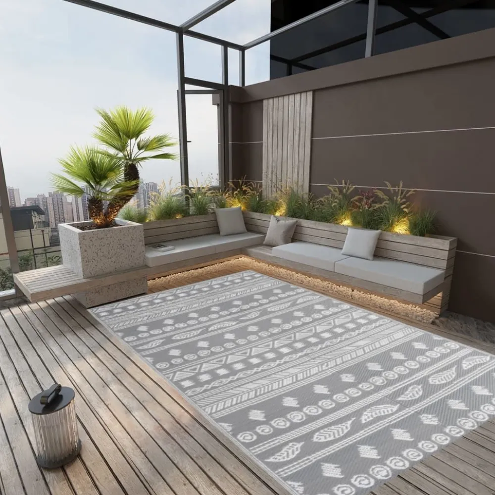 Discount Ulkomatto harmaa 190x290 cm PP (16973) Terassimatot