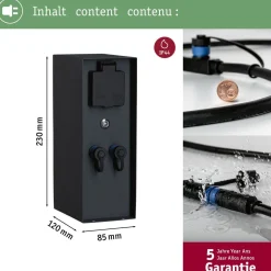 Ulkopistorasiapylväs hämärätunnistimella Plug & Shine Rio, IP44, antrasiitti*Paulmann New