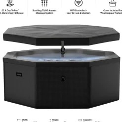 Hot Ulkoporeallas Como, 6 hlöä, 90 suutinta, WiFi, kahdeksankulmainen, koottava, musta Ulkoporealtaat