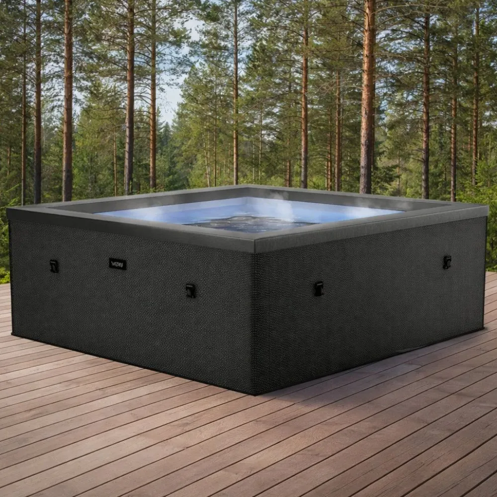 Ulkoporeallas Garda, 6 hlöä, 90 suutinta, WiFi, neliö, koottava, musta*Wave Spa