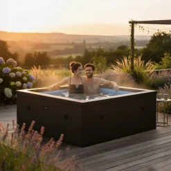Ulkoporeallas Garda, 6 hlöä, 90 suutinta, WiFi, neliö, koottava, musta*Wave Spa