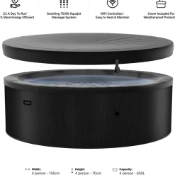 Outlet Ulkoporeallas Tahoe, 4 hlöä, 70 suutinta, WiFi, pyöreä, koottava, musta Ulkoporealtaat