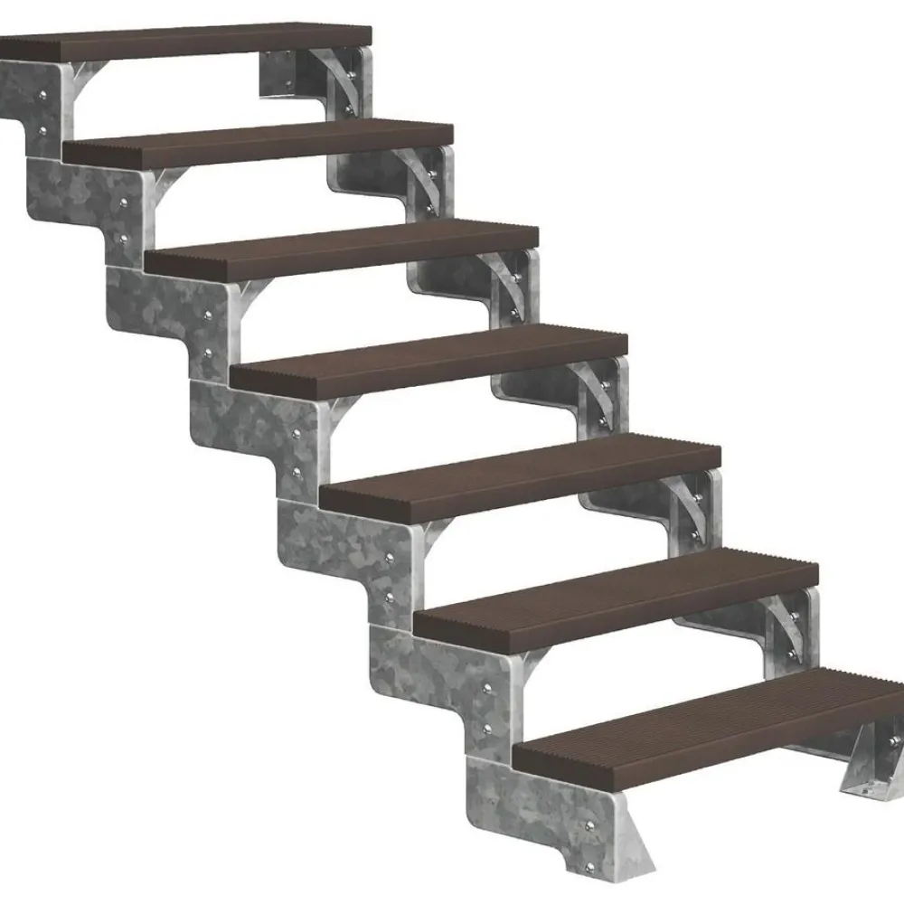 Ulkoportaat Gardentop Trimax kahdella Nordic-kaiteella tummanruskea eri kokoja*Dolle New