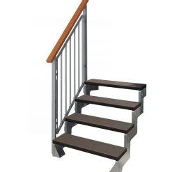 Ulkoportaat Gardentop Trimax yhdellä Nordic-kaiteella tummanruskea eri kokoja*Dolle Hot