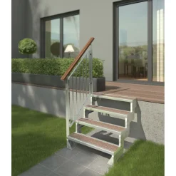 Ulkoportaat Gardentop puisille askelmille yhdellä kaiteella eri kokoja*Dolle Hot