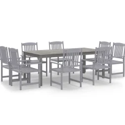 Ulkoruokailuryhmä harmaa, akasiapuu, 9 osaa*FinePRICE Discount