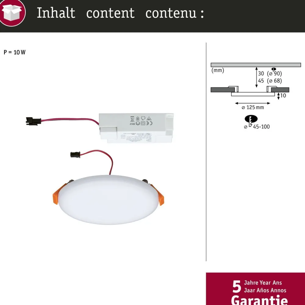 Outlet Upotettava LED-paneeli Veluna, IP44, Ø12.5cm, 8.5W, 3000K, satiini Led-Paneelit