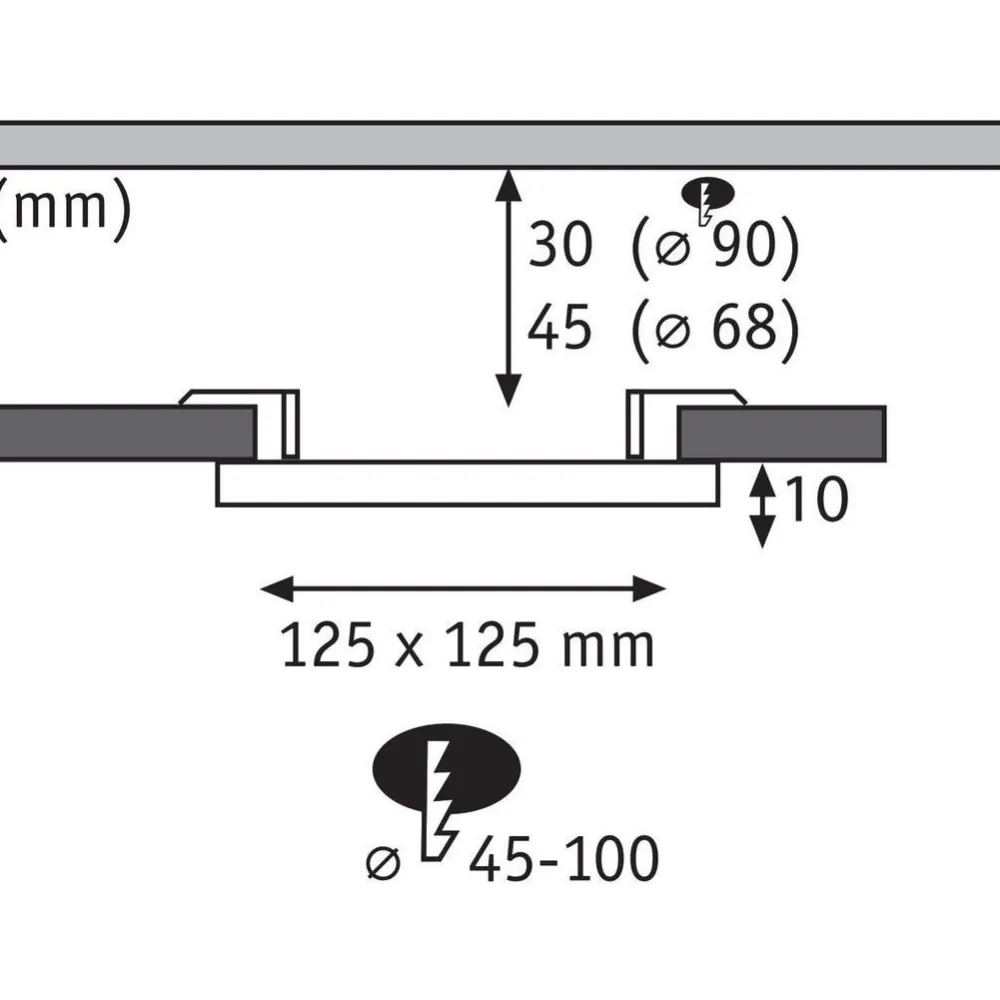 New Upotettava LED-paneeli Veluna, IP44, 12.5x12.5cm, 8.5W, 4000K, satiini Led-Paneelit
