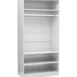 Vaatekaappi korkeakiilto valkoinen 100cm lastulevy*FinePRICE Outlet