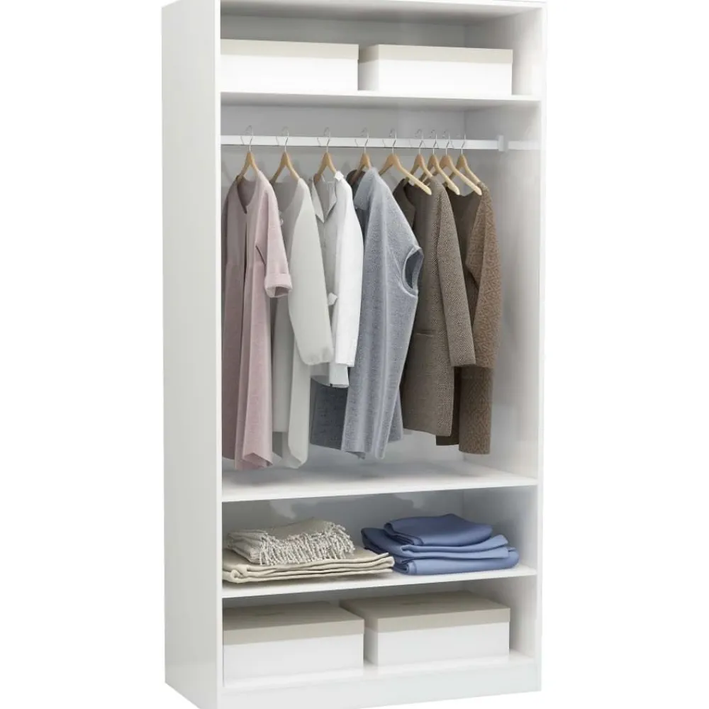 Vaatekaappi korkeakiilto valkoinen 100cm lastulevy*FinePRICE Outlet