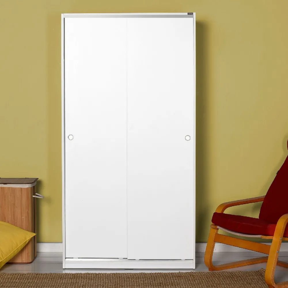 Vaatekaappi liukuovilla SWD-436-BB-2, 94cm, valkoinen*Linento Furniture
