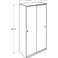 Vaatekaappi liukuovilla SWD-436-BB-2, 94cm, valkoinen*Linento Furniture