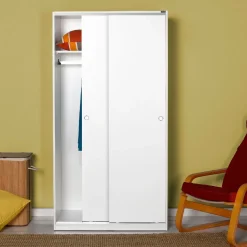 Vaatekaappi liukuovilla SWD-436-BB-2, 94cm, valkoinen*Linento Furniture