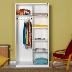 Vaatekaappi liukuovilla SWD-436-BB-2, 94cm, valkoinen*Linento Furniture