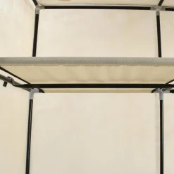 Vaatekaappi lokeroilla ja tangoilla kangas 150cm kerma*FinePRICE Best