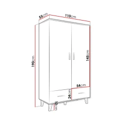 Online Vaatekaappi LOTTA 2D2S, valkoinen/beige (5081) Vaatekaapit
