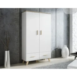 Online Vaatekaappi LOTTA 2D2S, valkoinen/beige (5081) Vaatekaapit