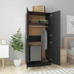 Sale Vaatekaappi musta 80cm lastulevy Vaatekaapit