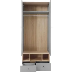 Vaatekaappi ORO SYSTEM 1, 80x195cm, saranaovilla, harmaa/ruskea*Nomla
