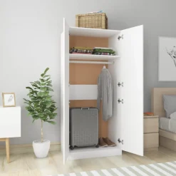 Vaatekaappi valkoinen 80cm lastulevy*FinePRICE Online