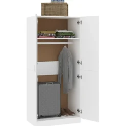 Vaatekaappi valkoinen 80cm lastulevy*FinePRICE Online