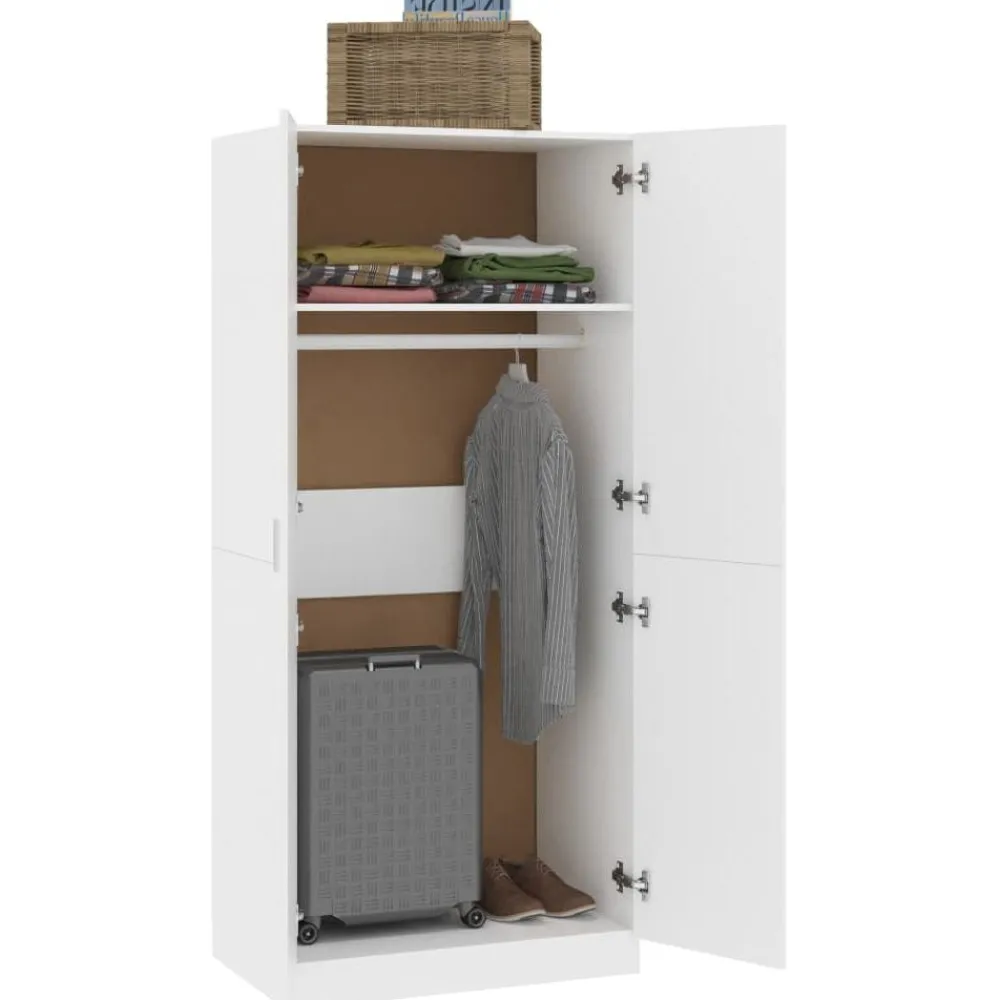 Vaatekaappi valkoinen 80cm lastulevy*FinePRICE Online