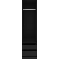Vaatekaappi vetolaatikoilla musta 50cm lastulevy*FinePRICE Outlet